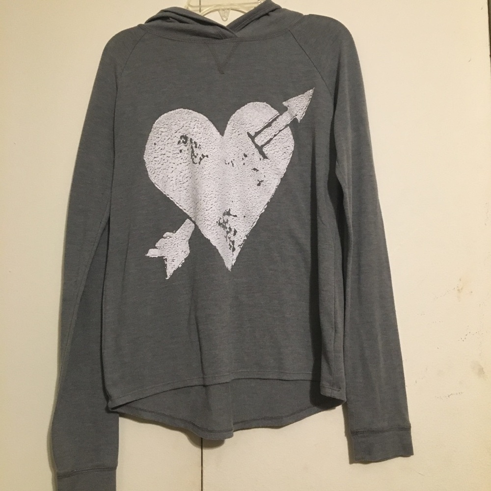 Girl’s Mudd Long Sleeve Grey Heart Shirt w/Hood